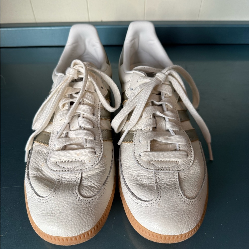 Adidas Samba OG White and Wonder Gold Metallic Shoes - Picture 4 of 7